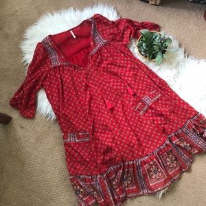Free people red lose fit dress
